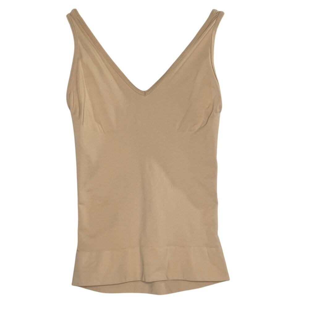 SPANX Sculpt Seamless Power Tank M Tan V Neck Smoothing Contouring